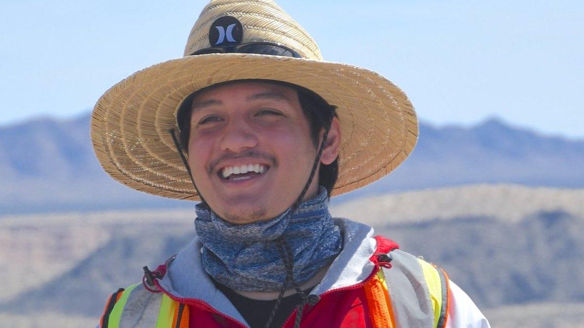 Student Jared Ralleta '24 in the desert, where he was working as part of a NASA project